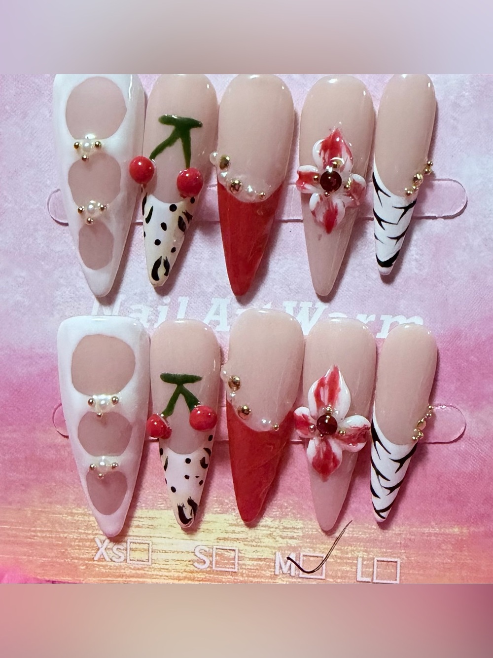 Pink and Red Floral & Cherry Accent - Women Makeup